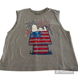 NWOT Snoopy Tank top 4 th of July Red White & Blue SZ XL